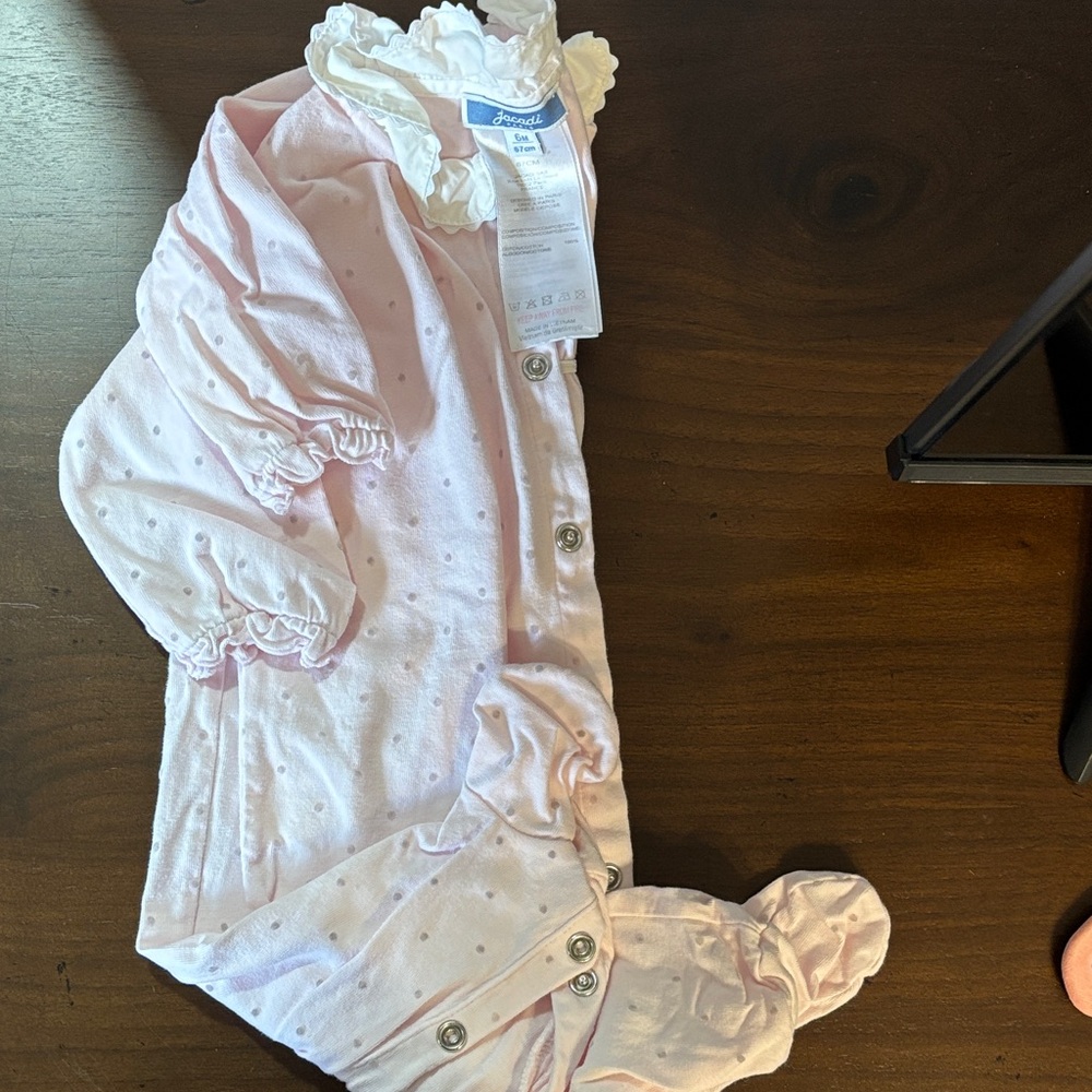 Jacadi Pink Baby Onesie with Ruffles